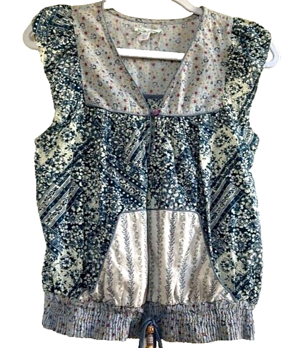 Urban Outfitters Kimchi Blue Peasant Top Sz S Floral Kangaroo Pocket Boho